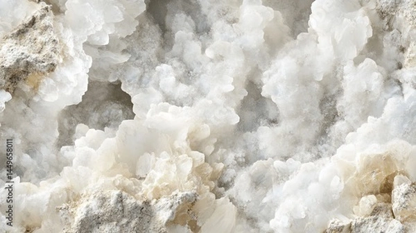 Fototapeta A single halloysite mineral with a white to gray color and a earthy luster. The mineral has a tubular texture, with smooth surfaces and fine particles. The background is neutral