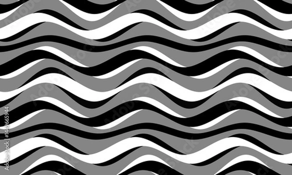 Fototapeta wavy stripes abstract background pattern. This is a black gray white seamless repeat stripe vector illustration. Design for web, website, wallpaper, background, media, texture, banner, shirt, cloth