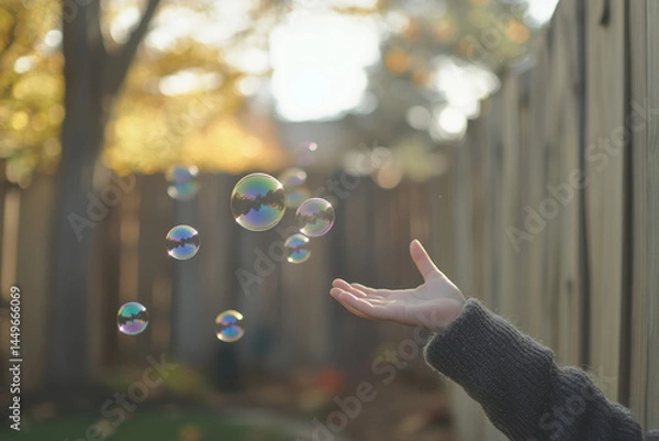 Obraz Faceless Child Reaching for Bubbles