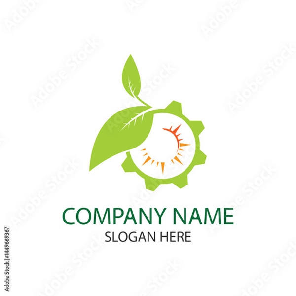 Obraz sun gear leaf logo design on white background