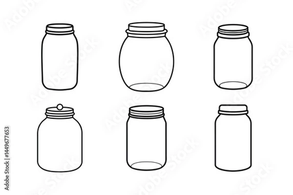 Fototapeta Jam jar outline  vector bundle  illustration, Jam jar Line art