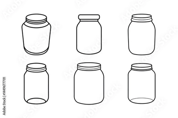 Fototapeta Jam jar outline  vector bundle  illustration, Jam jar Line art