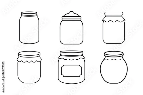 Fototapeta Jam jar outline  vector bundle  illustration, Jam jar Line art