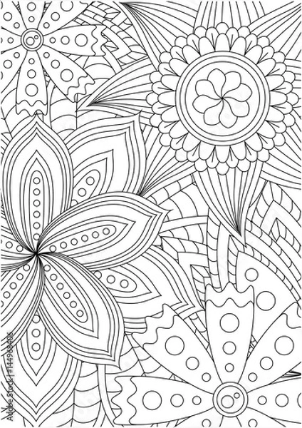 Fototapeta Black and white pattern for adult coloring book. Vector elements for design. Good for design of wrapping and textile.