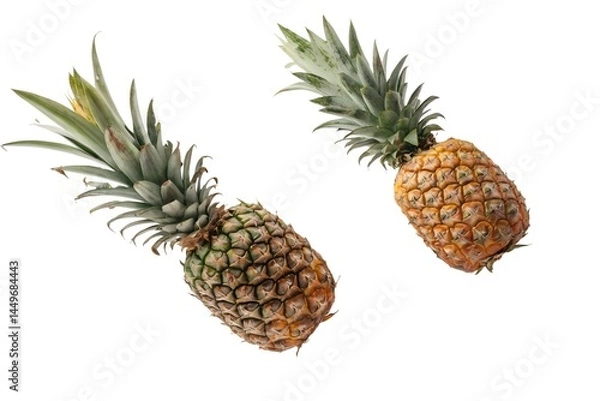 Fototapeta Fresh Pineapples on White Background