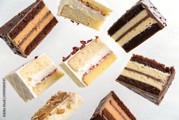 Fototapeta Assorted Cake Slices with Different Layers