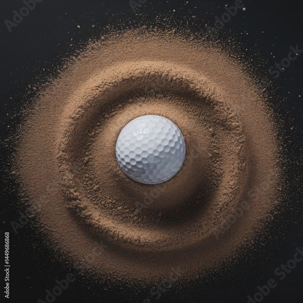 Fototapeta Modern minimalist golfball artfully placed on a textured surface. The image evokes elegance, simplicity, and the passage of time.
