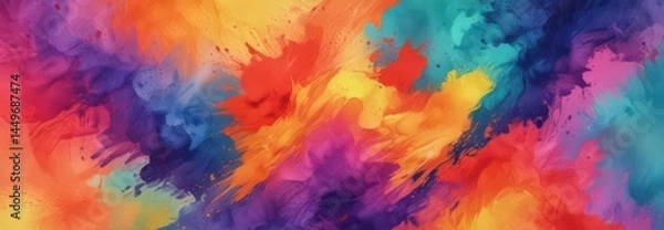 Fototapeta Vibrant hues blend, textured paper, abstract watercolor  , painting, colorful