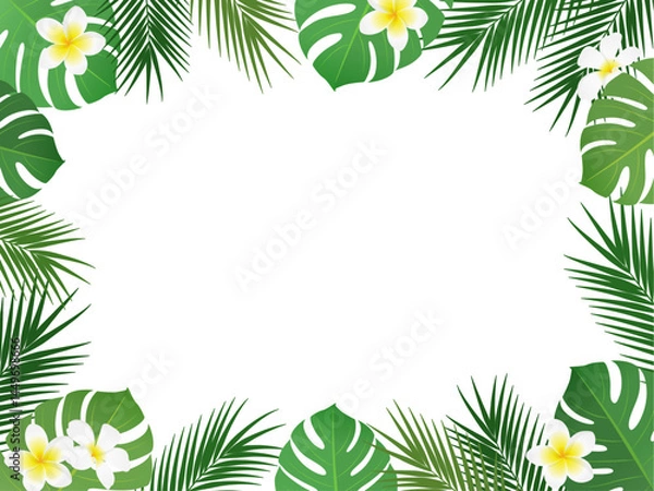 Obraz トロピカルな植物のフレーム_ベクターイラスト