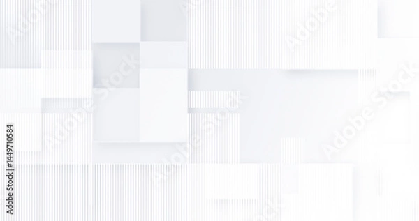 Obraz Abstract light grey white business background with squares, shadow lines. Gray office cover banner. Diagonal diamonds stripe design. Premium minimal blank technology. Modern luxury blank text space
