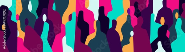 Fototapeta Group of people virtual reality abstract vector background