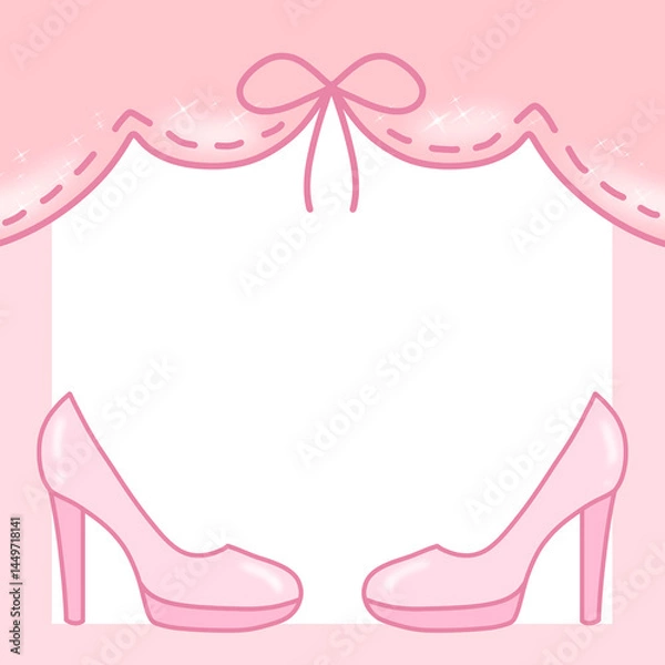 Fototapeta ピンクの靴とカーテン