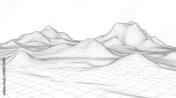 Obraz Abstract digital rendering of a mountainous landscape.