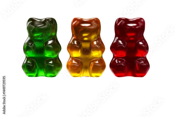 Obraz Colorful gummy bears stacked on a transparent background