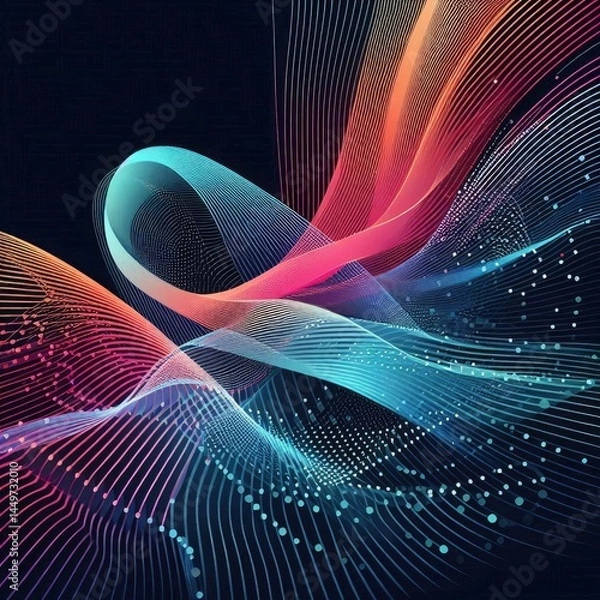 Fototapeta Futuristic Dynamic Flow with Gradient Mesh and Particles with Generative AI.