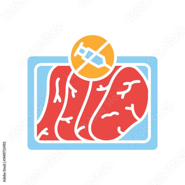 Obraz hormones free meat color flat icon for digital and print projects.