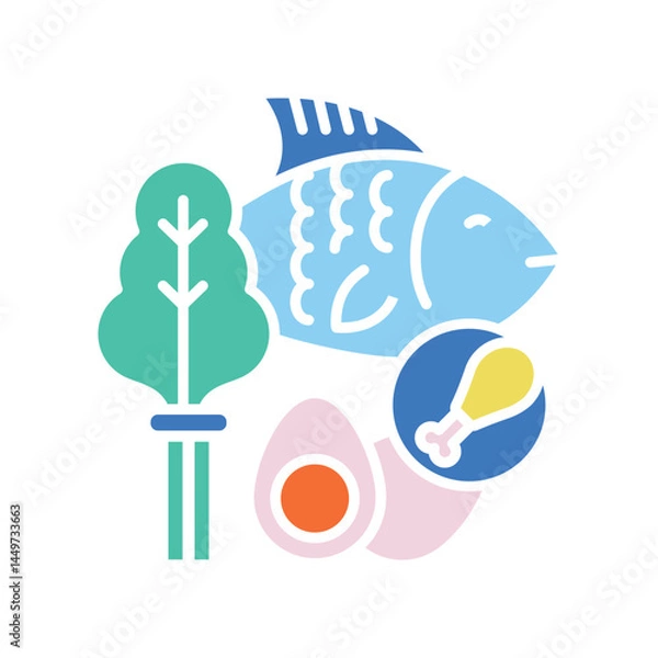 Fototapeta Paleo friendly color line icon for digital and print projects.