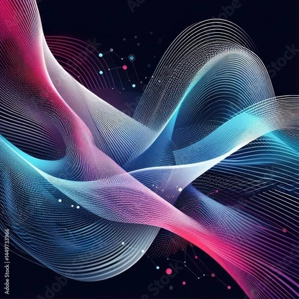 Fototapeta Futuristic Dynamic Flow with Gradient Mesh and Particles with Generative AI.