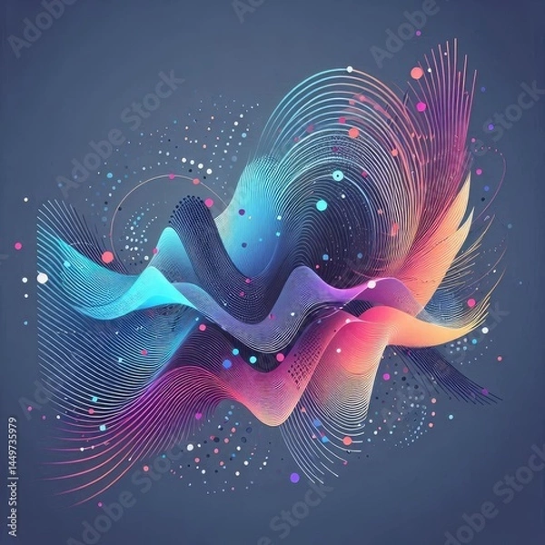 Fototapeta Futuristic Dynamic Flow with Gradient Mesh and Particles with Generative AI.