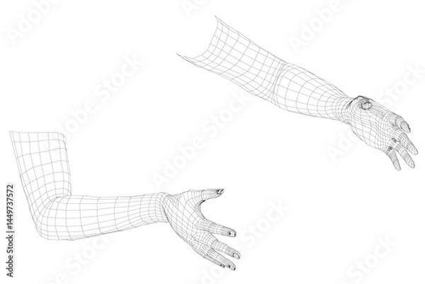 Obraz The image is a black and white drawing of two hands, one of which is extended and the other is folded. The hands are positioned in a way that suggests a gesture of friendship or connection
