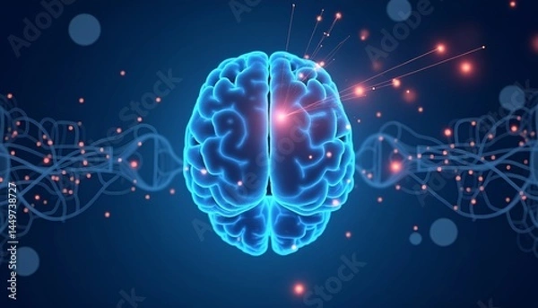 Fototapeta Neural Network Brain with DNA Connections
