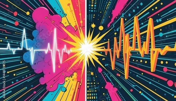 Fototapeta  Digital Energy Convergence with Heartbeat Pulse