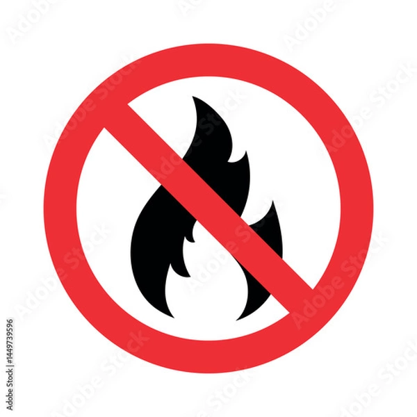Obraz No fire sign icon symbol, No flame sign icon.flat style vector illustration editable isolated design. Оn white isolated background