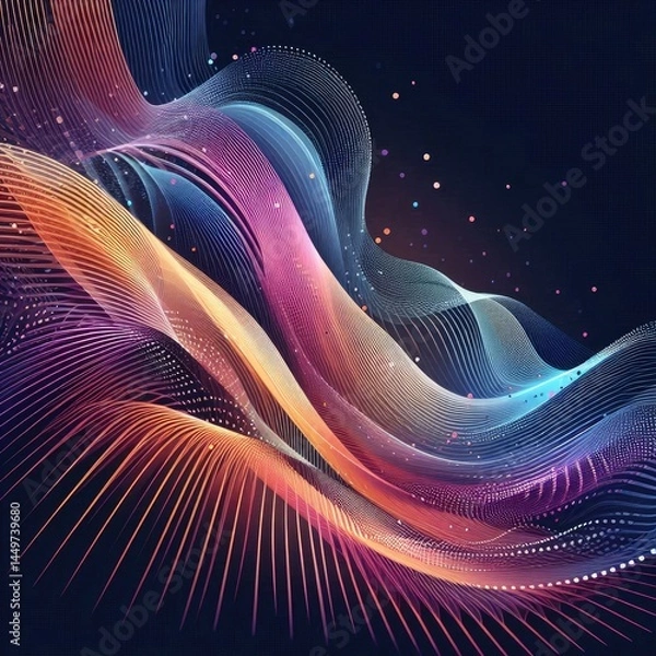Fototapeta Futuristic Dynamic Flow with Gradient Mesh and Particles with Generative AI.
