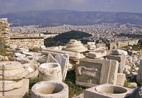 Fototapeta stone carvings on the Acropolis of  Athens,  Greece