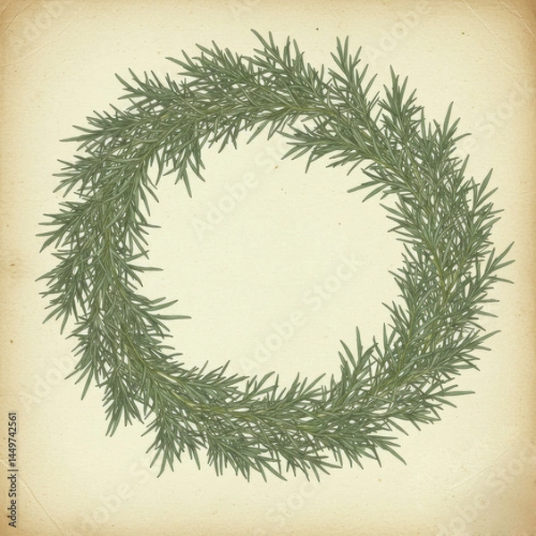 Fototapeta Wormwood wreath in vintage style on a textured background  