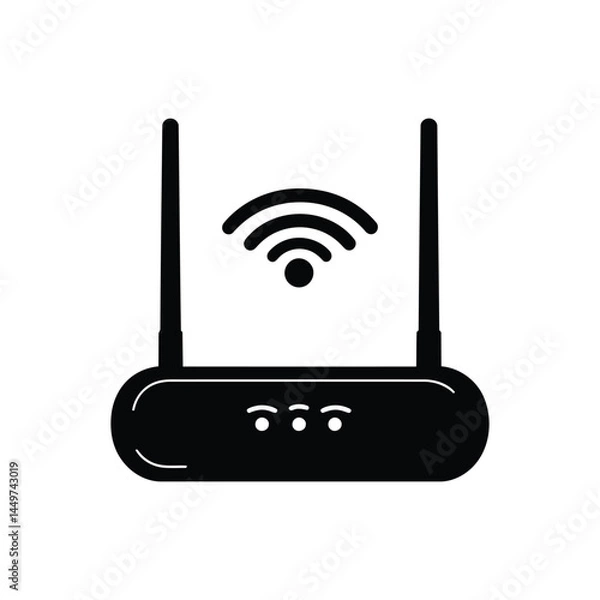 Fototapeta Wireless Router Vector Icon Silhouette Minimal Logo Style Design