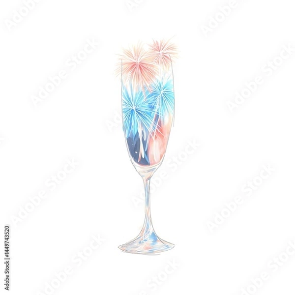 Fototapeta Festive Fireworks in a Champagne Flute A celebratory illustration.
