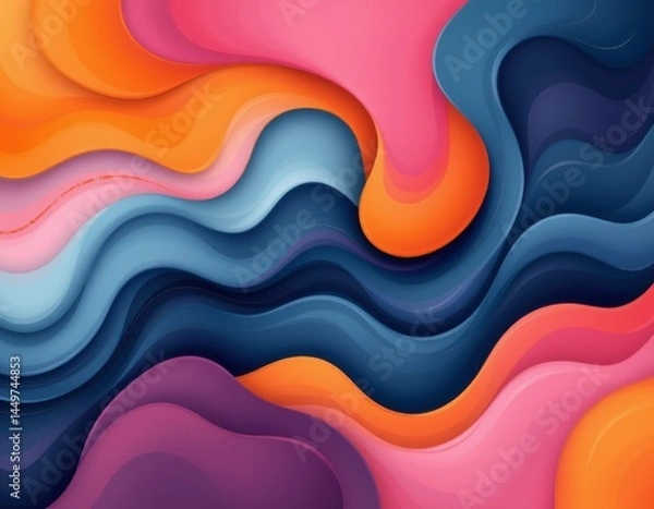 Fototapeta Abstract Fluid Waves in Vibrant Colors