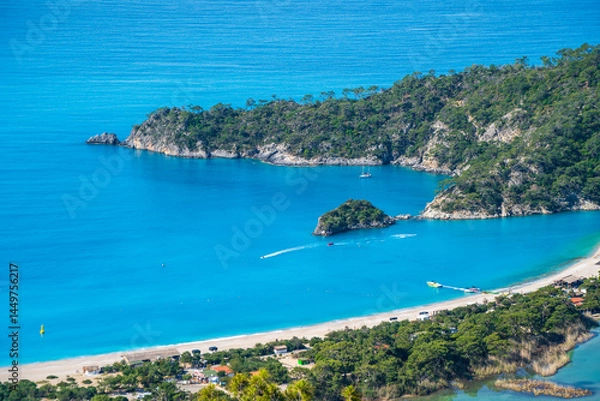 Obraz The Oludeniz Beach view from hill in Fethiye Town of Turkey