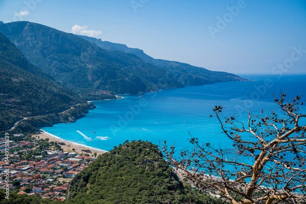 Obraz The Oludeniz Beach view from hill in Fethiye Town of Turkey