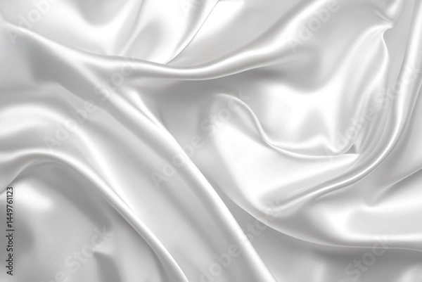 Fototapeta Elegant white silk fabric texture soft flowing waves luxurious smooth surface pure white background subtle light