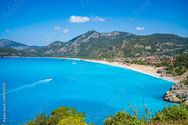 Obraz The Oludeniz Beach view from hill in Fethiye Town of Turkey