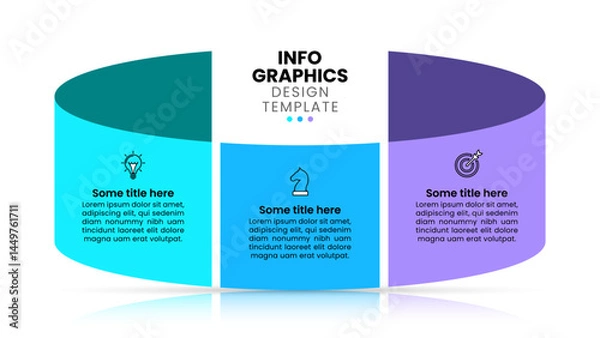 Obraz Infographic template. Curved banner with 3 steps