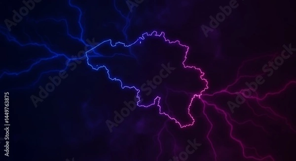Obraz Belgium's Electrified Outline: A Neon Map Ablaze with Energy and Color