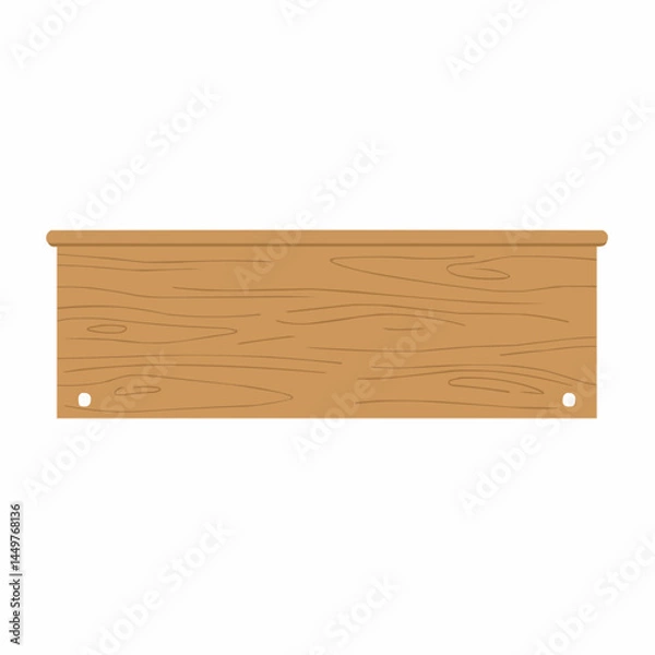 Obraz Low angle view of wooden table against a white background in a cartoon style