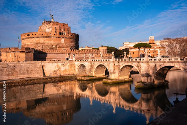 Obraz Castel Sant'Angelo and a bridge in Rome, Italy
