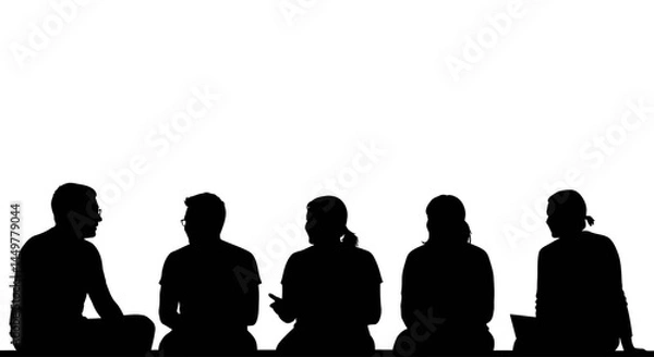 Fototapeta Silhouette of Group Discussion Teamwork, Collaboration, and Communication