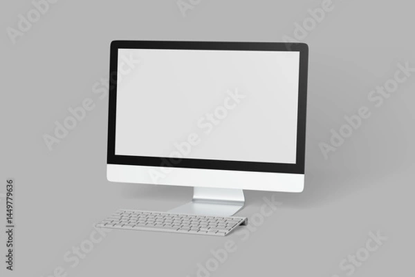 Fototapeta Blank desktop computer with gray background