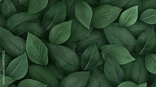 Obraz Dense cluster of lush, green leaves, close-up view.