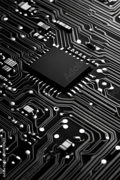 Fototapeta Microprocessor Chip on Circuit Board