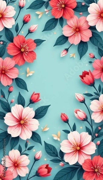 Fototapeta Abstract spring floral pattern, pastel hues, modern design, eco, flower