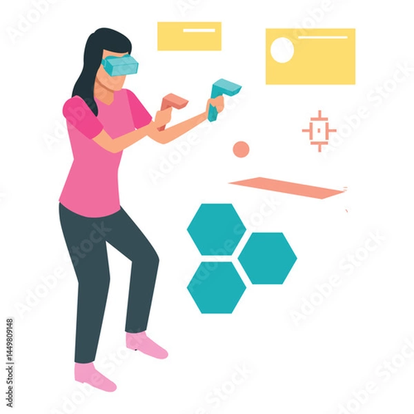 Fototapeta VR person Vector illustration which can easily modify or edit