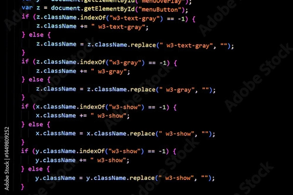 Fototapeta Programming coding screen, web developer coding screen