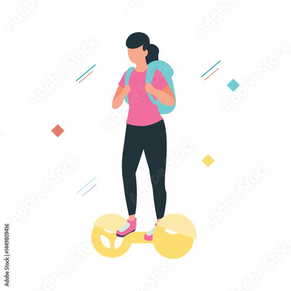 Fototapeta Riding hoverboard  Vector illustration which can easily modify or edit
