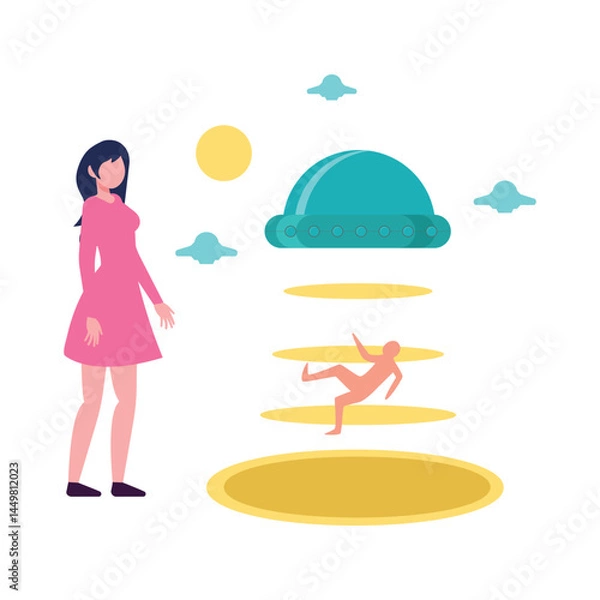 Fototapeta Alien abduction Vector illustration which can easily modify or edit
